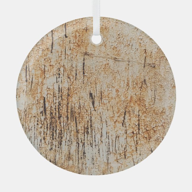 Rustic colours intertwine in corroded metal textur glass tree decoration (Front)