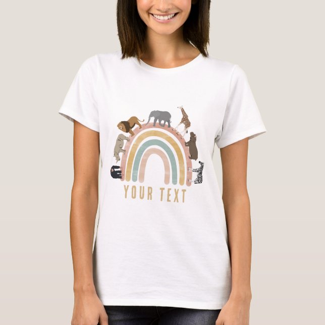 Rustic Colours Rainbow Jungle Animals  T-Shirt (Front)