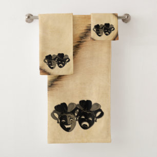 Rustic Comedy and Tragedy Theatre Design Bath Towel Set