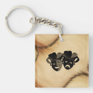 Rustic Comedy and Tragedy Theatre Design Key Ring