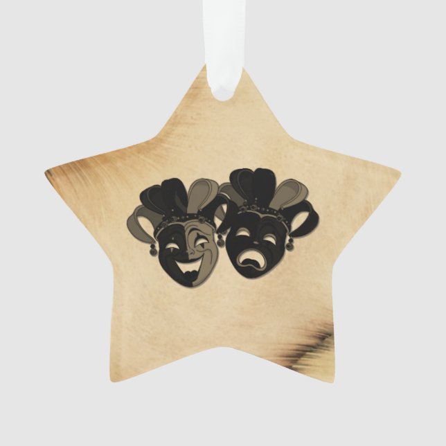 Rustic Comedy and Tragedy Theatre Design Ornament (Front)