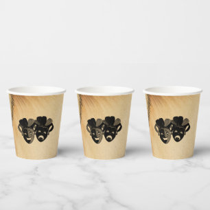 Rustic Comedy and Tragedy Theatre Design Paper Cups