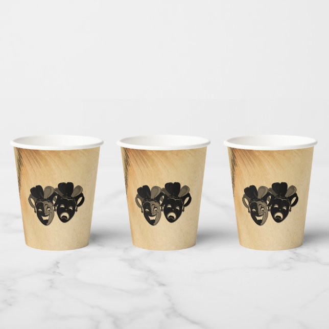 Rustic Comedy and Tragedy Theatre Design Paper Cups (Multi)