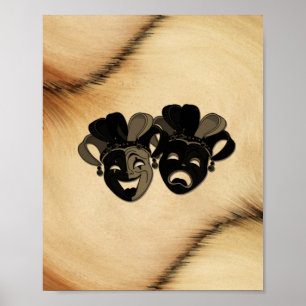 Rustic Comedy and Tragedy Theatre Design Poster