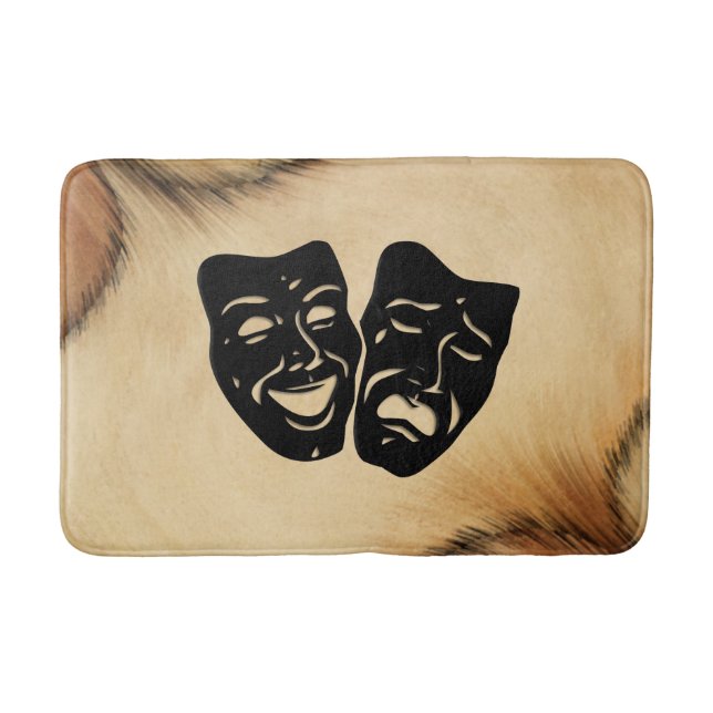 Rustic Comedy and Tragedy Theatre Masks Bath Mat (Front)