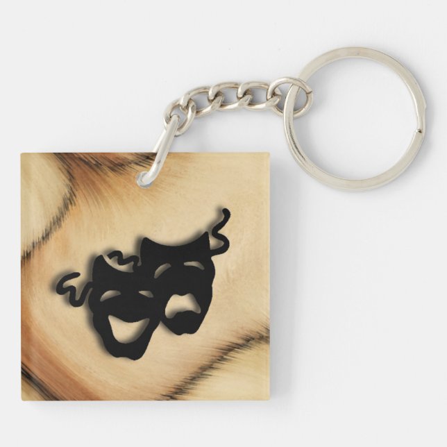 Rustic Comedy and Tragedy Theatre Masks Key Ring (Back)