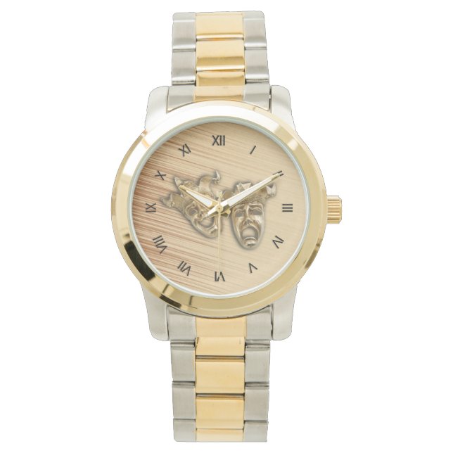 Rustic Comedy and Tragedy Theatre Masks Watch (Front)