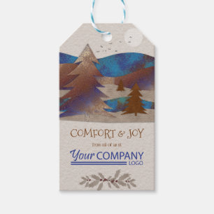 Rustic Company Gift Tag, Brown & Blue Logo Gift Tags