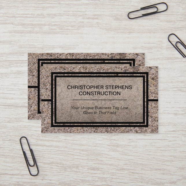 Rustic Concrete Construction Business Card (Front/Back In Situ)