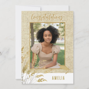 Rustic Congratulations Gold Foliage Graduate Photo Card