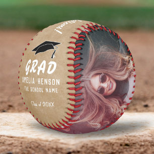 Rustic Congratulations Grad Graduation Cap 2 Photo Baseball
