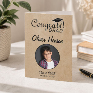 Rustic Congratulations Grad Graduation Photo Card