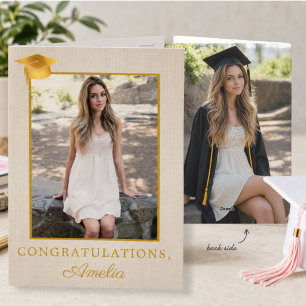 Rustic Congratulations Graduation 2 Photo Card