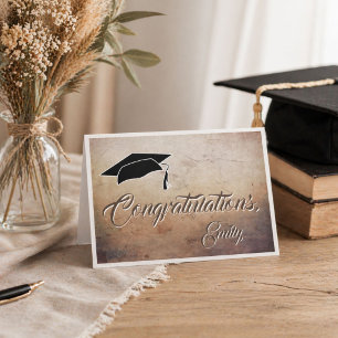 Rustic Congratulations Graduation Cap  Card