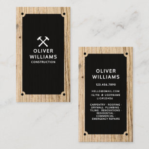 Rustic Construction Contractor Builder Wood  Business Card