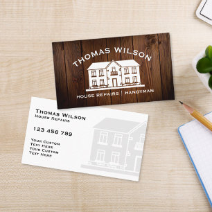 Rustic Construction Handyman Carpenter Tools Wood  Business Card