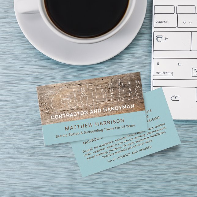 Rustic Construction Handyman Tools Wood Business Card (Rustic Construction Handyman Tools Wood Business Card)