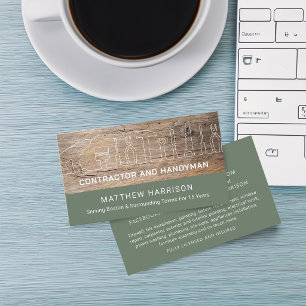 Rustic Construction Handyman Tools Wood Business Card