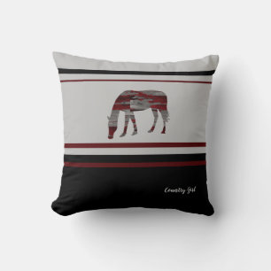 Rustic -Contemporary Country Girl- Horse Design Cushion