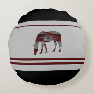Rustic -Contemporary Country Girl- Horse Design Round Cushion