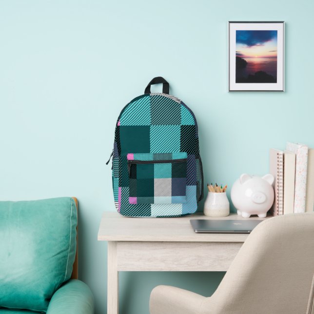 Rustic Contemporary Plaid  Printed Backpack (Insitu)