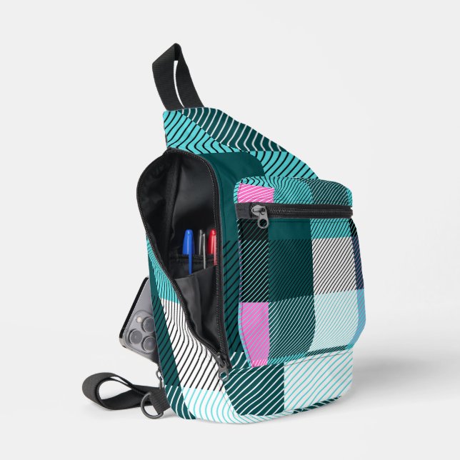 Rustic Contemporary Plaid  Sling Bag (Open)