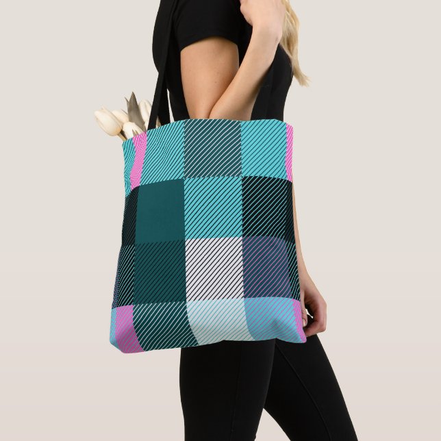 Rustic Contemporary Plaid  Tote Bag (Close Up)