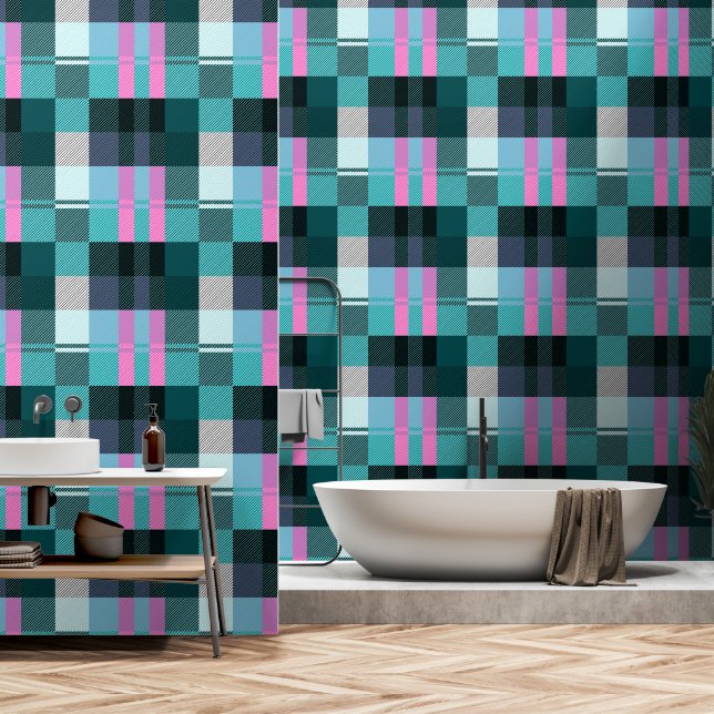 Rustic Contemporary Plaid  Wallpaper (Bathroom)