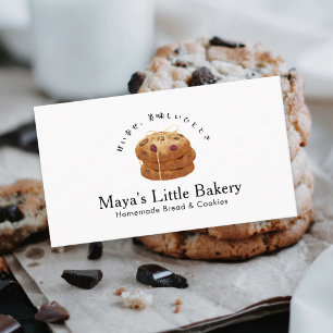 Rustic Cookie Stack Watercolor Bakery Business Card