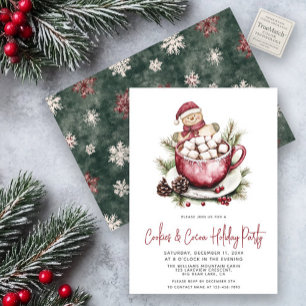 Rustic Cookies & Cocoa Cute Festive Holiday Party Invitation