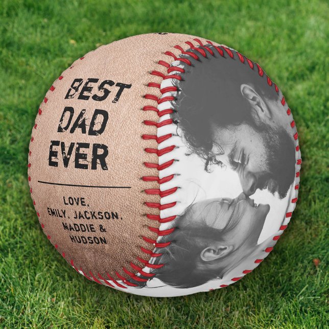 Rustic Cool Modern Photo Father's Day Vintage  Baseball (Creator Uploaded)