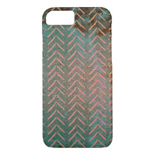 Rustic Copper and Teal Marble Chevron iPhone 8/7 Case