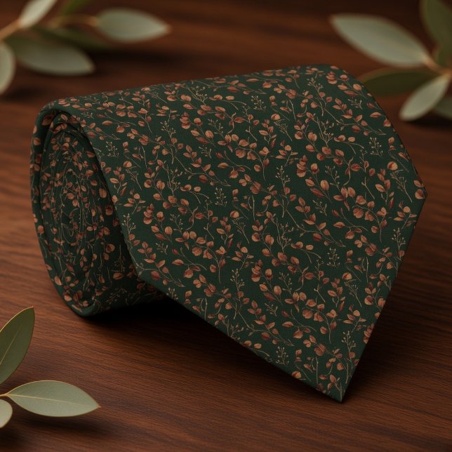 Rustic Copper and Terracotta Eucalyptus Botanical Tie (Creator Uploaded)