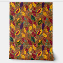 Rustic Copper Autumn Leaves Seamless Pattern 