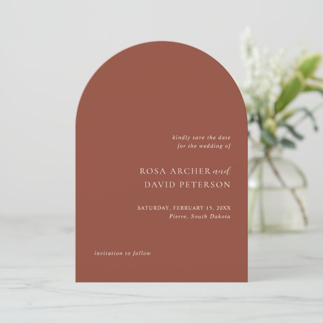 Rustic Copper Editorial Modern Wedding Save The Date (Standing Front)