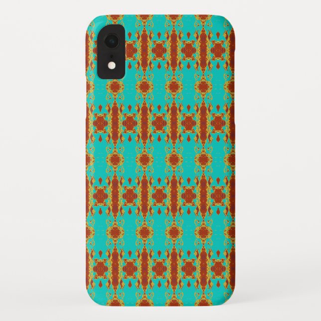 Rustic Copper Red Turquoise Green Pattern Case-Mate iPhone Case (Back)