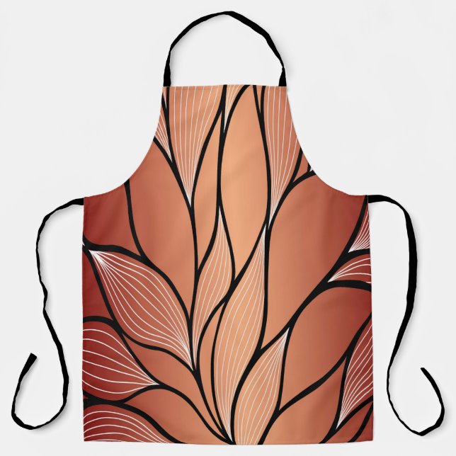 Rustic Coppery Bronze Leave Pattern  Apron (Front)