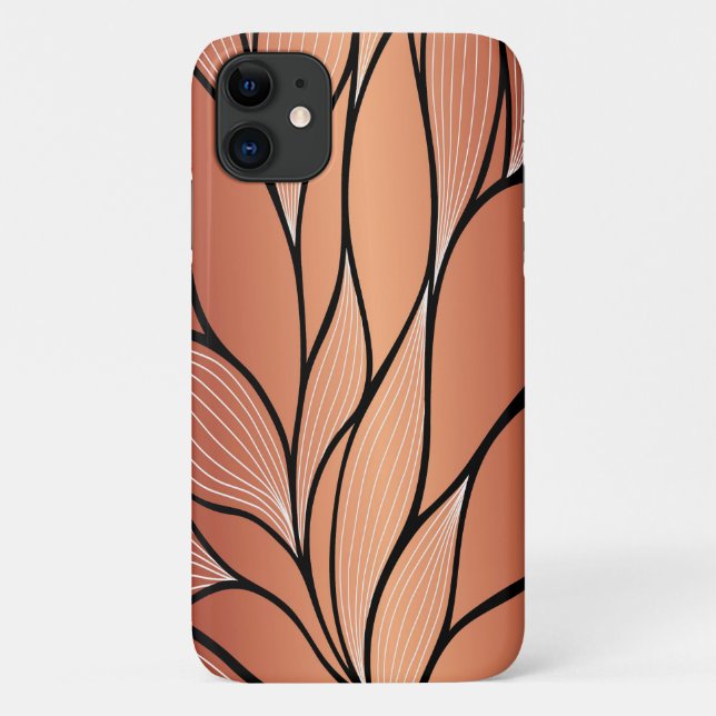Rustic Coppery Bronze Leave Pattern  Case-Mate iPhone Case (Back)