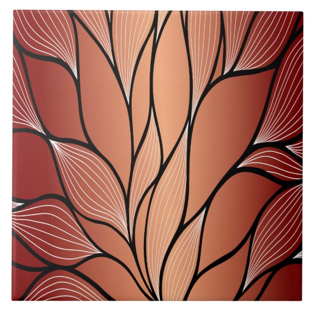Rustic Coppery Bronze Leave Pattern  Ceramic Tile (Front)