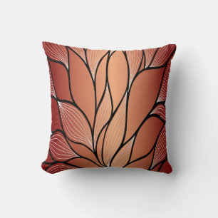 Rustic Coppery Bronze Leave Pattern  Cushion
