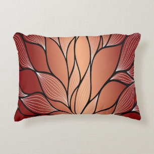 Rustic Coppery Bronze Leave Pattern  Decorative Cushion
