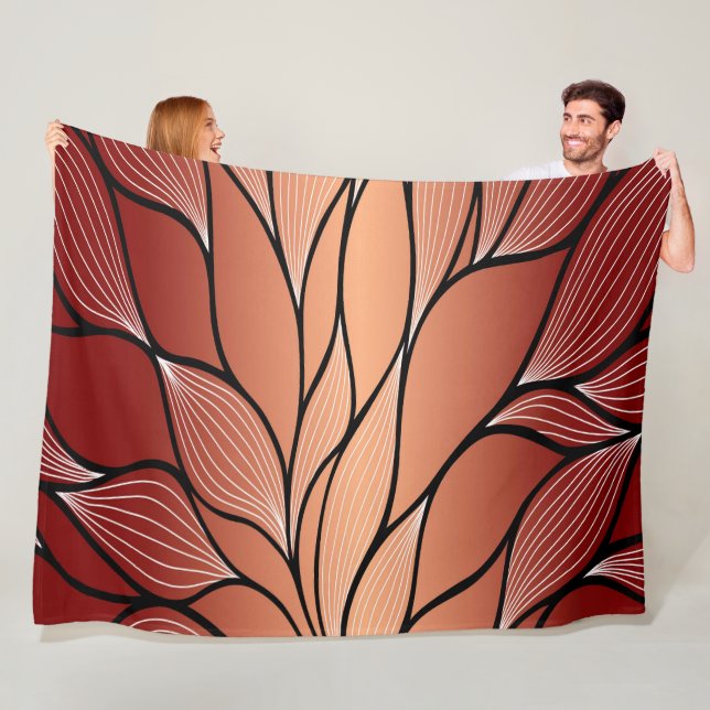Rustic Coppery Bronze Leave Pattern  Fleece Blanket (In Situ)