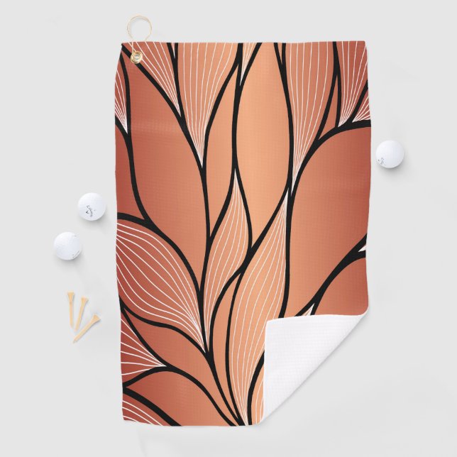 Rustic Coppery Bronze Leave Pattern  Golf Towel (InSitu)