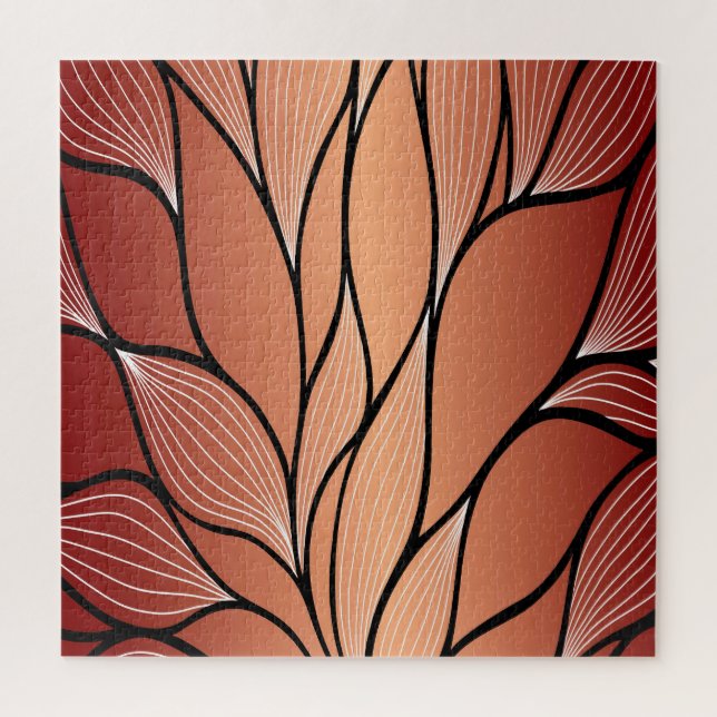 Rustic Coppery Bronze Leave Pattern  Jigsaw Puzzle (Vertical)