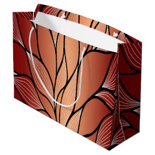 Rustic Coppery Bronze Leave Pattern Large Gift Bag