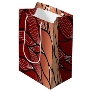 Rustic Coppery Bronze Leave Pattern Medium Gift Bag
