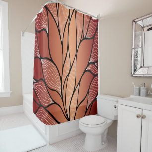 Rustic Coppery Bronze Leave Pattern  Shower Curtain