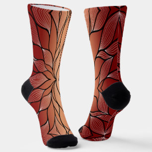 Rustic Coppery Bronze Leave Pattern Socks