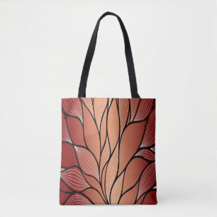 Rustic Coppery Bronze Leave Pattern Tote Bag