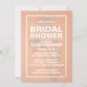 Rustic Coral Bridal Shower Invitations